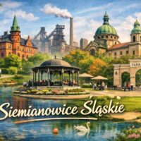 Siemianowice Śląskie – kolaż miasta: park miejski, zabytkowa architektura i centrum miasta
