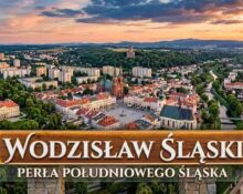 Panorama Wodzisławia Śląskiego z widokiem na Rynek, Pałac Dietrichsteinów i Rodzinny Park Rozrywki Trzy Wzgórza.